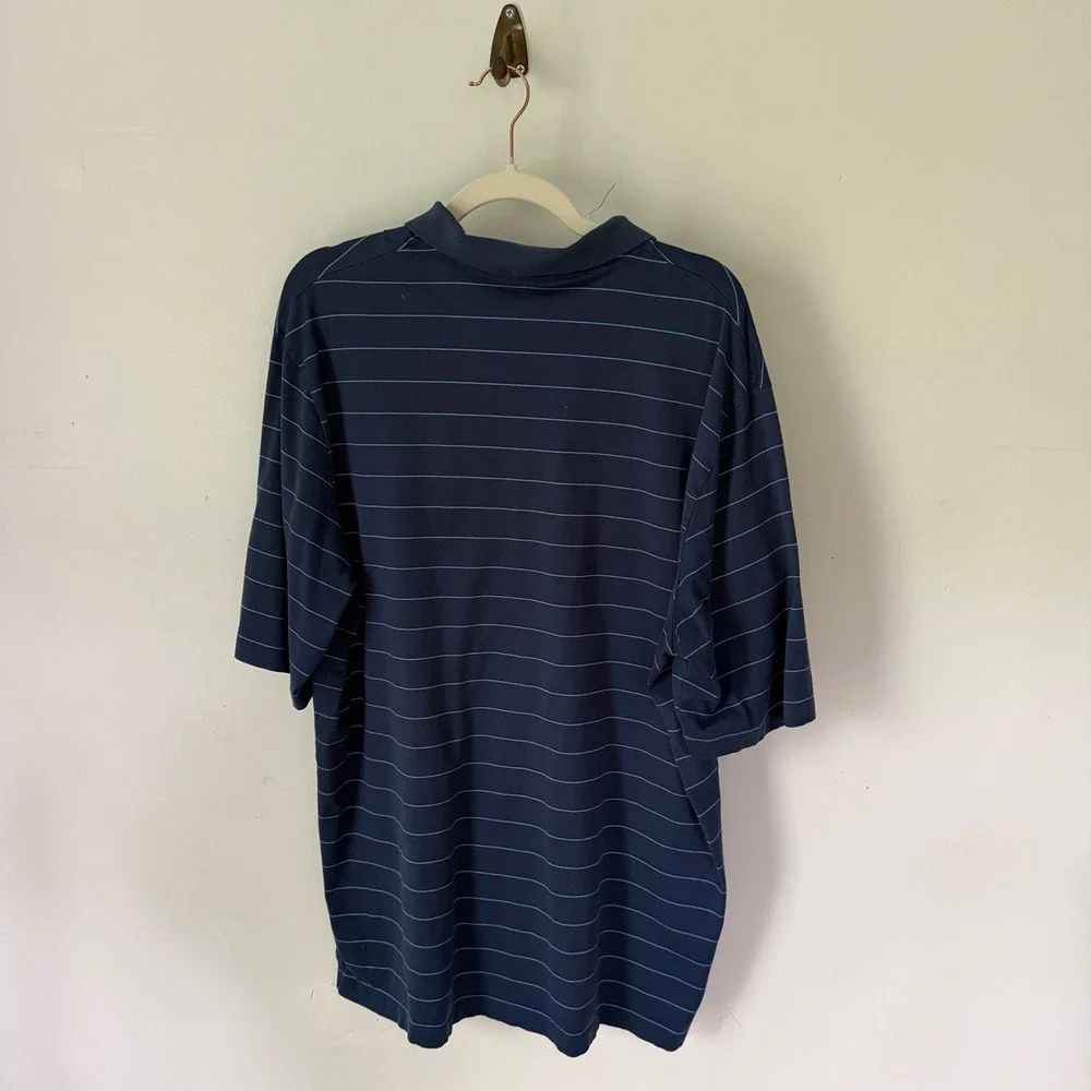 Polo Ralph Lauren Mens XL Navy Blue Striped Pima Cotton Polo Shirt